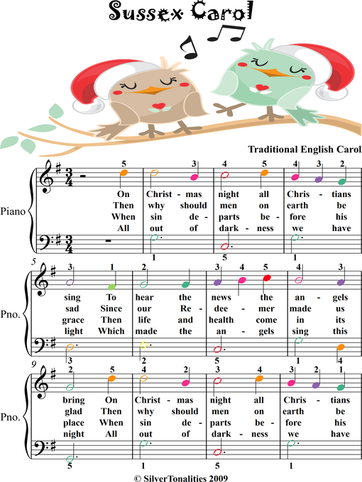 Title details for Sussex Carol Easy Piano Sheet Music with Colored Notes by Traditional Christmas Carol - Available